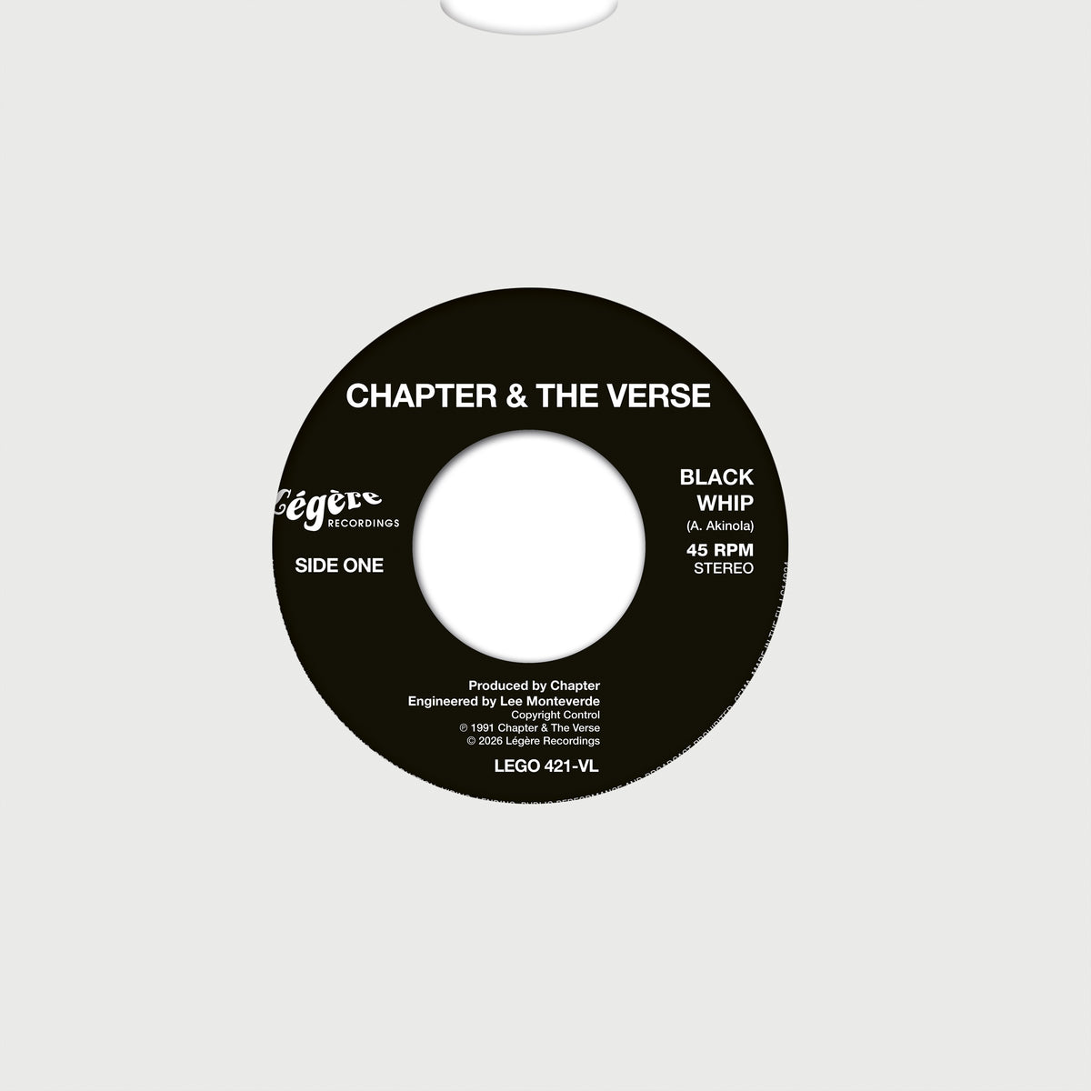 Chapter & The Verse - Black Whip - 7inch vinyl